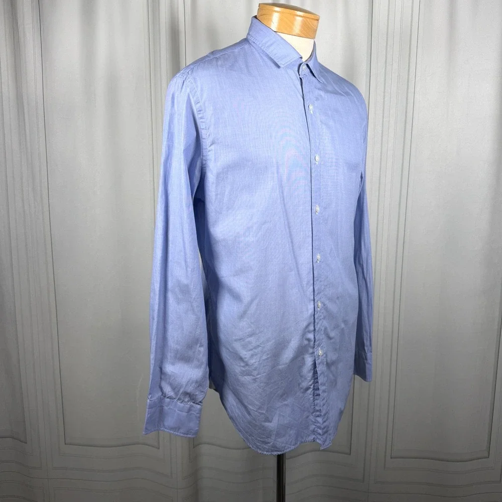 J.Crew Ludlow Mens Large Dress Shirt Light Blue 120's 2-Ply Cotton Long Sleeve